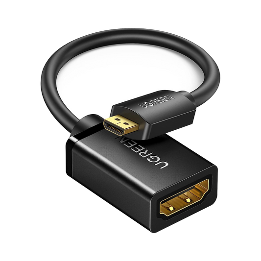 Adaptador Micro HDMI a HDMI (HDMI Tipo D)   / 18Gbps / 4K@60Hz / HDR /  Tecnología 3D / ARC / Carcasa PC+ABS / HDCP/ Longitud de 22 cm