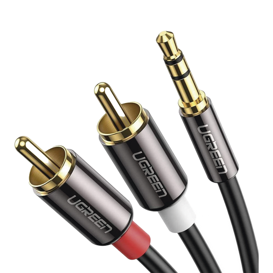 Cable Audio Premium Jack 3.5mm a 2 RCA / 10 Metros / Flexible / Doble Blindaje / Transferencia de Audio sin Pérdidas / Caja de Aleación de Cobre / Amplia Compatibilidad / Diseño Duradero.