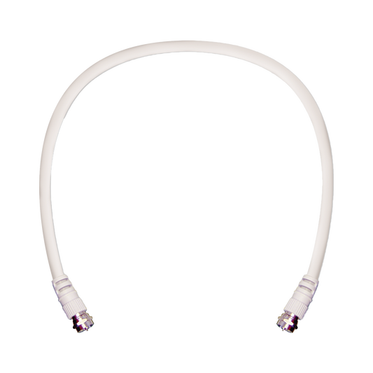 Jumper Coaxial con Cable Tipo RG-6 en Color Blanco de 60.96 centímetros de Longitud y Conectores F Macho en Ambos Extremos. 75 Ohm de Impedancia.