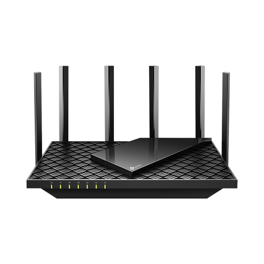 Router WiFi 6 Doble Banda / AX5400 MU-MIMO 4X4 y OFDMA / 1 puerto WAN 10/100/1000 Mbps / 4 puertos LAN 10/100/1000 Mbps / 1 puerto USB 3.0 /  6 potentes antenas / Administración App (Tether) o Página web / Protección HomeShield