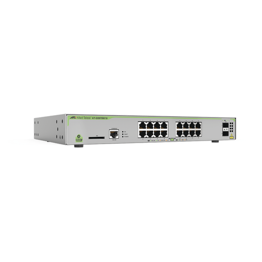 Switch PoE+ Administrable CentreCOM GS970M, Capa 3 de 16 Puertos 10/100/1000 Mbps + 2 SFP Gigabit, 247 W