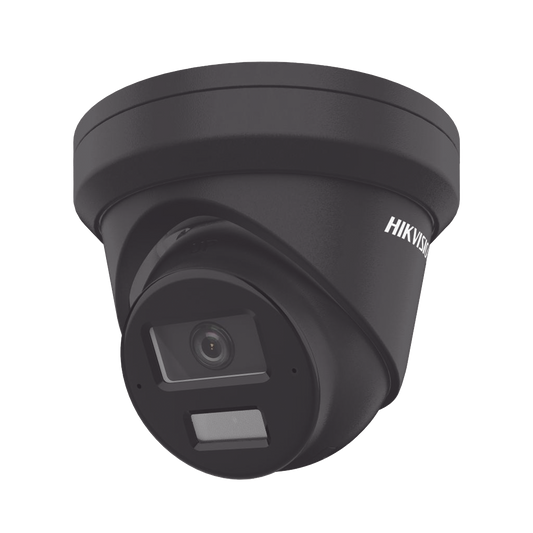 [Dual Light + 2 Micrófonos Integrados] Turret IP 4 Megapixel / Color Negro / Lente 2.8 mm / 30 mts Luz Blanca + 30 mts IR / ACUSENSE / Exterior IP67 / WDR 120 dB / PoE / ONVIF / Micro SD / Metal / ACUSEARCH