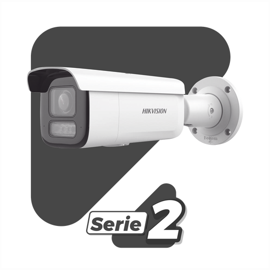 [Dual Light + 2 Micrófonos Integrados] Bala IP 2 Megapixel / Lente Mot. 2.8 a 12 mm / 60 mts Luz Blanca + 60 mts IR / ACUSENSE / Exterior IP67 / IK10 / WDR 120 dB / PoE+ / ONVIF / Alarmas I/O / Micro SD / Metal / ACUSEARCH