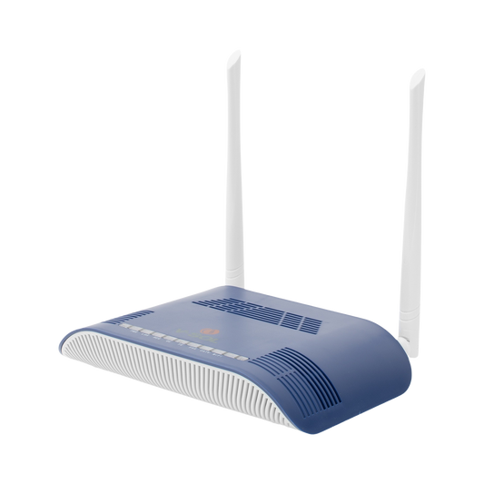 ONU Dual GPON/EPON con Wi-Fi en 2.4 GHz + 1 puerto SC/APC + 1 puerto LAN Gigabit + 1 puerto LAN Fast Ethernet + 1 puerto FXS + 1 puerto CATV, hasta 300 Mbps vía inalámbrico