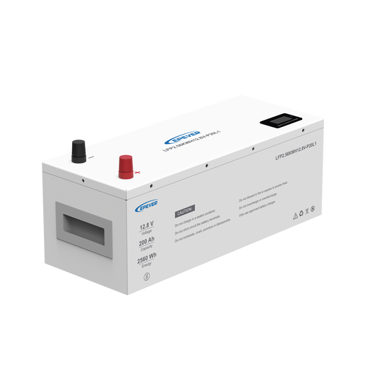 Batería de litio LiFeO4 12.8Vcc, 200Ah, 2.56Kwh, Pantalla LCD para Monitoreo Local, Carcasa Metálica