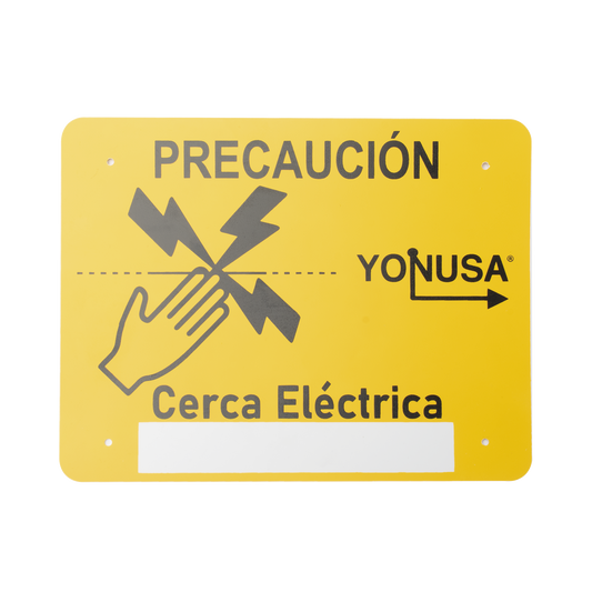 Letrero de PRECAUCION para cercas electrificadas (21.8 x 17 cm)