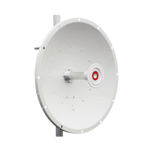 Antena direccional de 2ft, 5.9 a 7.1 GHz, Ganancia 30 dBi, Conectores RP-SMA Hembra, Polarización doble, incluye montaje para torre o mástil