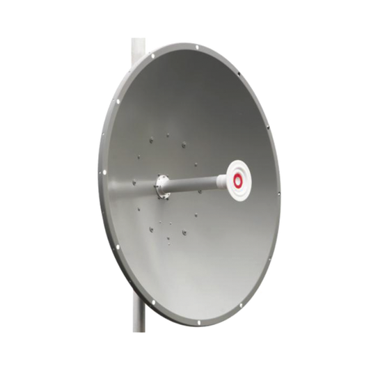 Antena direccional de 3 ft, 5.9 a 7.1 GHz, Ganancia 34 dBi, Conectores RP-SMA Hembra, Polarización doble, incluye montaje para torre o mástil