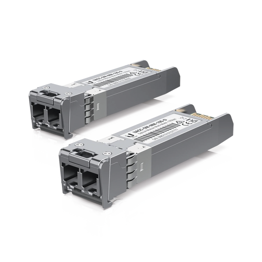 UFiber Módulo SFP+ 10G, transceptor MiniGibic MultiModo 10 Gbps, distancia 300m, conectores LC, paquete de 2 piezas