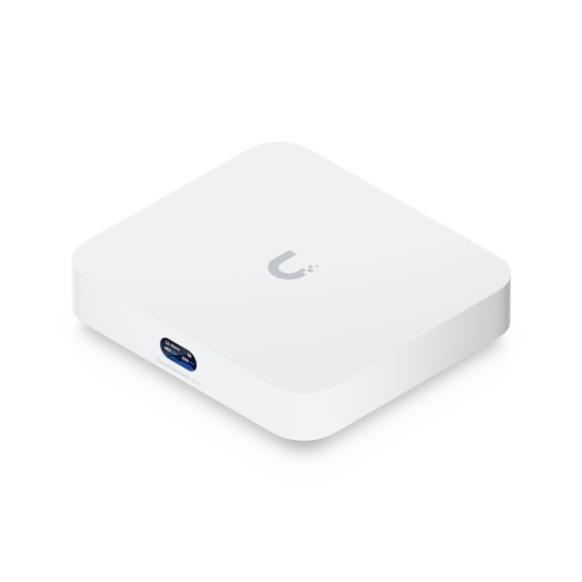 UniFi Cloud Gateway, Router multiWAN para balanceo/failover / Integra UniFi Network para administrar hasta 30 dispositivos UniFi, (1) puerto WAN 1/2.5 GbE y (4) puertos LAN GbE