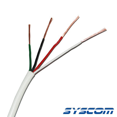 Bobina de 305 Metros / Cable de Cobre / 4 x 22 AWG / Tipo Alarmas UL / Para Interior / Color Blanco / Para Aplicaciones de Alarmas de Intrusión / interfonos / TV Porteros / y Multi-Propósito/  Hecho en México